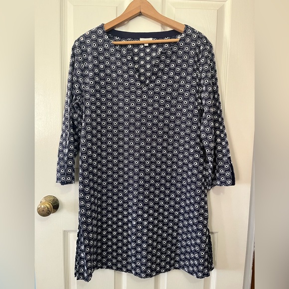 Talbots Other - Talbots Swimsuit Cover Blue with White Eyelets V Neck